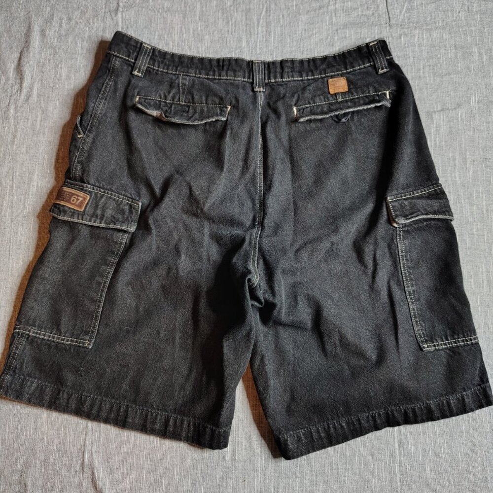 VINTAGE Polo Jeans Shorts Mens Size 40 Dark Wash Black Artillery Cargo Baggy Y2K - Picture 11 of 13